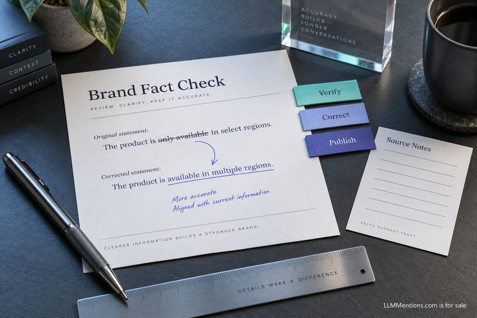 What to do when models misstate your brand: LLMMentions.com on a considered workspace